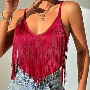 Fringe Red Women's Top